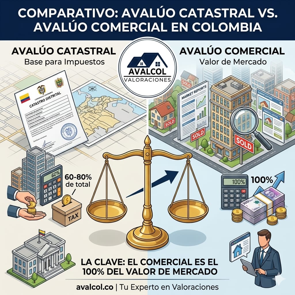 Diferencia entre avalúo catastral y avalúo comercial en Colombia